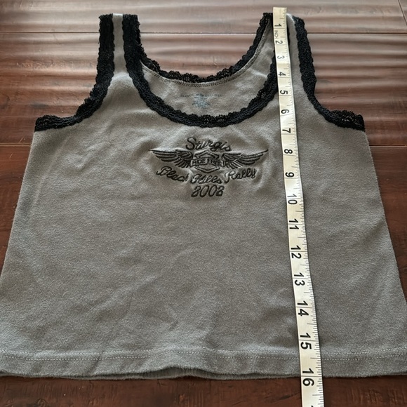 Brandy Melville Lace Trim Tank Top, Gray/Black, Sturgis, One Size - Picture 6 of 7